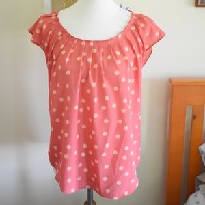 LC Lauren Conrad Polka Dot Short Sleeve Blouse
